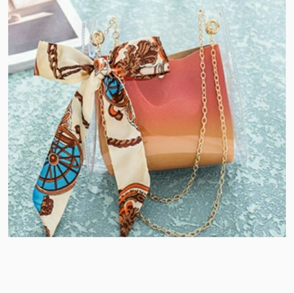 T & J Designs clear orange ombre jelly crossbody